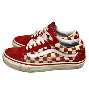 Vans Sneakers Womens 7‎ Mens 5.5 Red White Checkered Suede Streetwear Skater